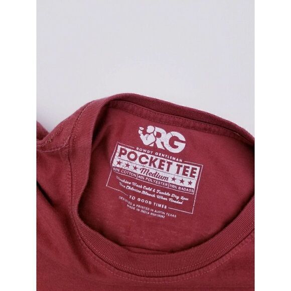 Rowdy Gentleman George Bush Washed Red Medium Pocket T-Shirt Tee Long Sleeve - Picture 3 of 8